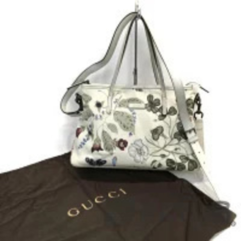Gucci Tote Floral White Flower Flora Shoulder Off Bag Flower Canvas Chrisnight